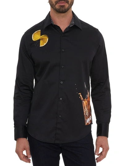 Shop Robert Graham Twists Embroidered Sport Shirt In Black
