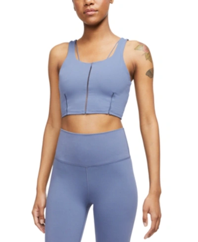 Shop Nike Women's Yoga Luxe Dri-fit Strappy Cropped Tank Top In Diffused Blue
