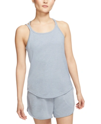 Shop Nike Women's Yoga Dri-fit Strappy-back Tank Top In Diffused Blue