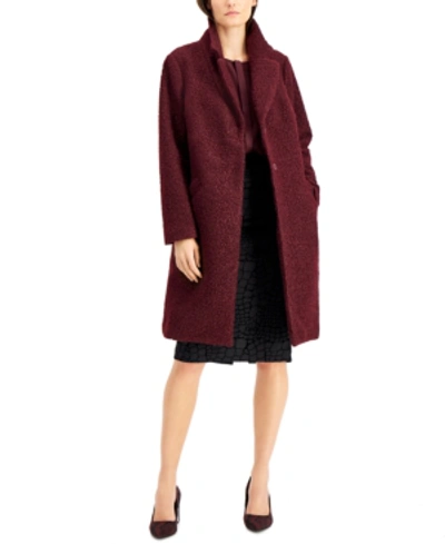 Shop Alfani Textured Boucle Coat, Created For Macy's In Berry Jam