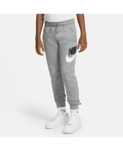 Shop Nike Big Boy Club Fleece Sportswear Pants In Carbon Heather, White