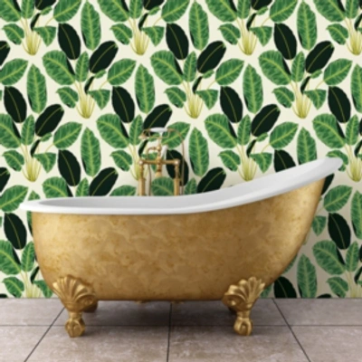 Shop Tempaper Genenieve Gorder For  Hojas Cubanas Peel And Stick Wallpaper In Emerald Green