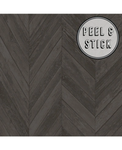 Shop Graham & Brown Herringbone Peel And Stick Wallpaper In Dark Gray