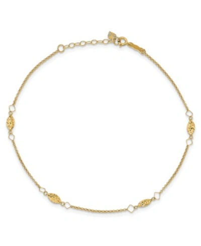 Shop Macy's Rice Puff Bead Anklet In 14k Yellow Gold