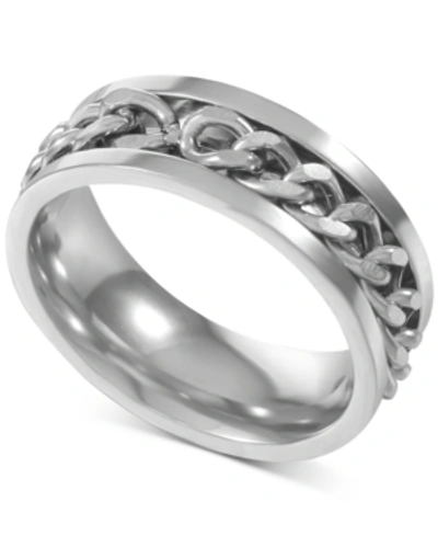Shop Inc International Concepts Men's Silver-tone Chain Inlay Band, Created For Macy's