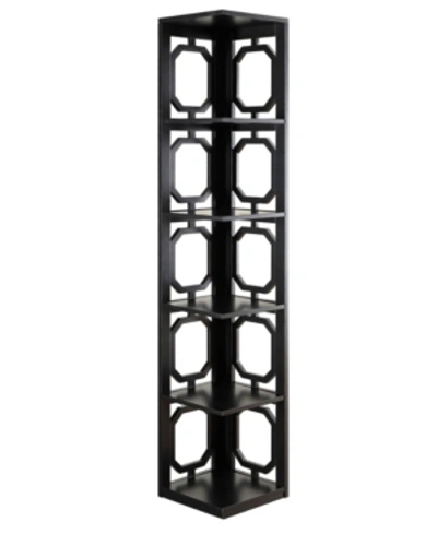 Convenience Concepts Omega 5 Tier Corner Bookcase In Black