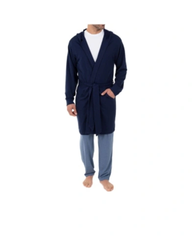 Shop Izod Men's Hooded French Terry Knit Robe In Navy