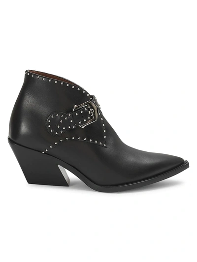 Shop Givenchy Women's Elegant Studded Leather Western Boots In Black