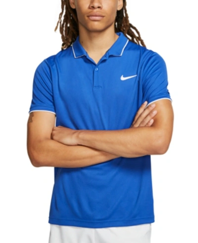Shop Nike Men's Court Dry Tennis Polo In Game Royal