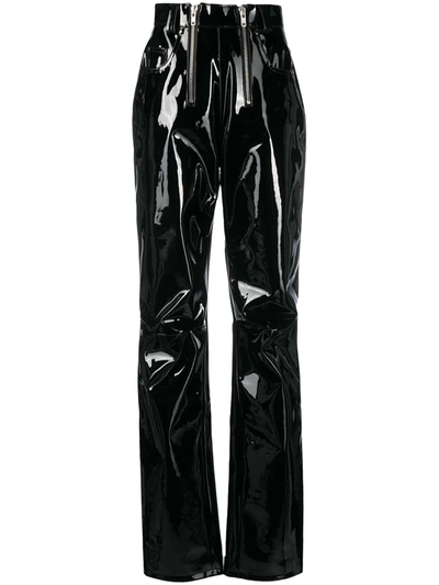 Shop Gmbh High-rise Vinyl Trousers In Black