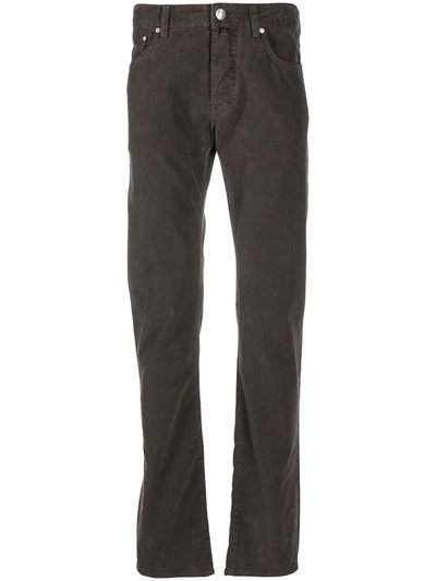 Shop Jacob Cohen Mid-rise Straight Leg Trousers In Brown