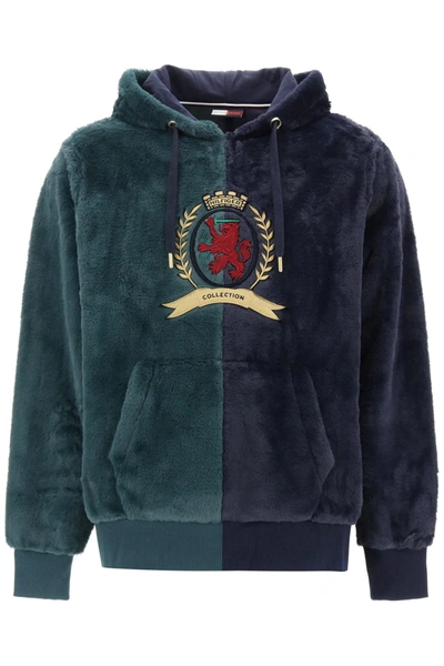 Tommy Hilfiger Two-tone Teddy Hoodie With Thc Embroidery In Blue | ModeSens