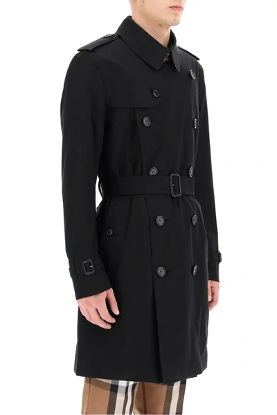 Shop Burberry Kensington Medium Trench Coat In Black