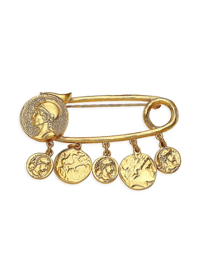 Shop Kenneth Jay Lane Women's Goldplated Coin Charm Safety Pin Brooch