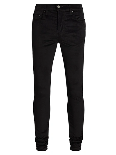 Shop Amiri Men's Velour Skinny Stack Pants In Black