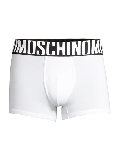 Shop Moschino Men's Basic Logo Trunks In White