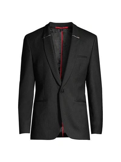 Shop Hugo Arti Zip Collar Stretch Virgin Wool-blend Sportcoat In Black