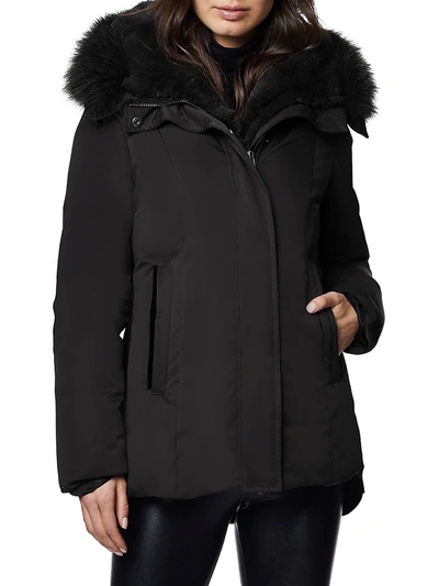 Shop Dawn Levy Luka Fur-trim Hooded Jacket In Black