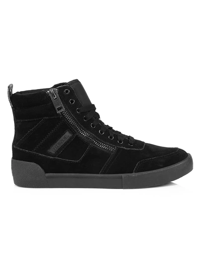 Shop Diesel Dvelows Leather High Top Sneaker In Black