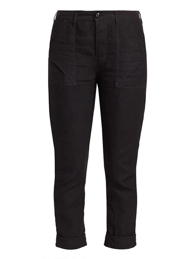 Shop Frame Le Beau Linen Pants In Washed Noir