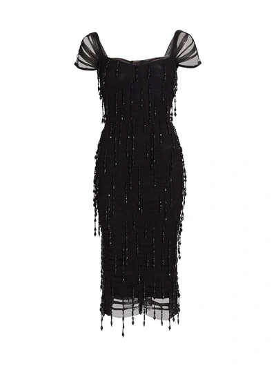 Shop Dolce & Gabbana Beaded Tulle Cocktail Dress In Black