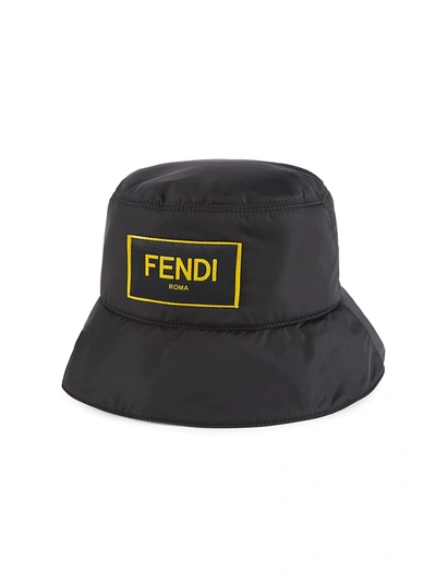 Shop Fendi Logo-patch Bucket Hat In Nero