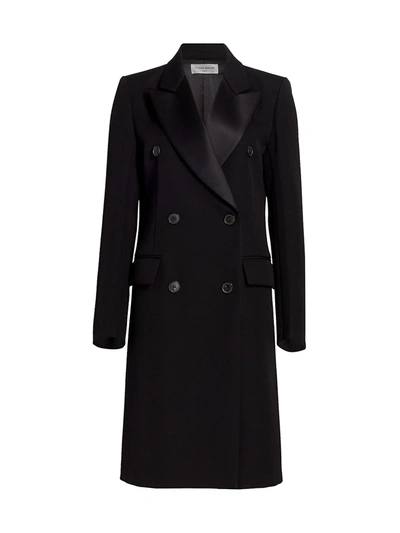 Shop Victoria Beckham Double Breasted Tuxedo Wool Coat In Black