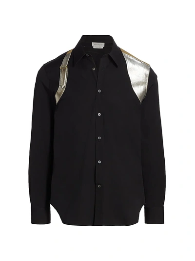 Shop Alexander Mcqueen Metallic Shoulder Harness Sport Shirt In Black