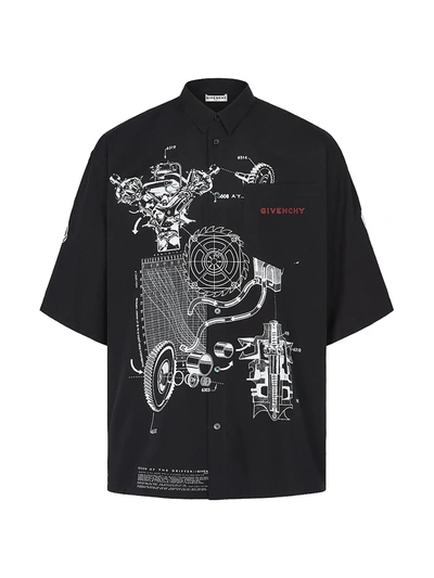 Shop Givenchy Short-sleeve Printed Logo Shirt In Black White