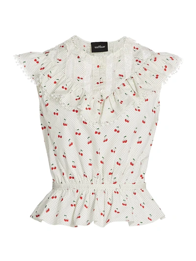 Shop The Marc Jacobs Women's The Victorian Cherry Print Top In Ivory Red