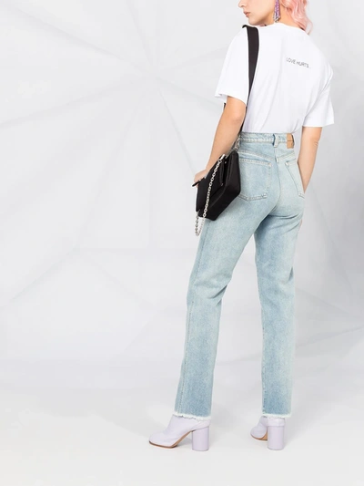 Shop Natasha Zinko Frayed Flared Jeans In Blue