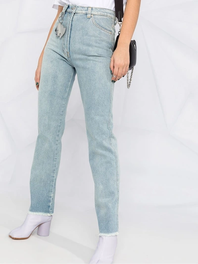 Shop Natasha Zinko Frayed Flared Jeans In Blue