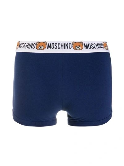 Shop Moschino Teddy Logo Waistband Briefs In Blue