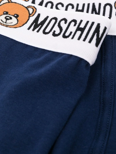 Shop Moschino Teddy Logo Waistband Briefs In Blue