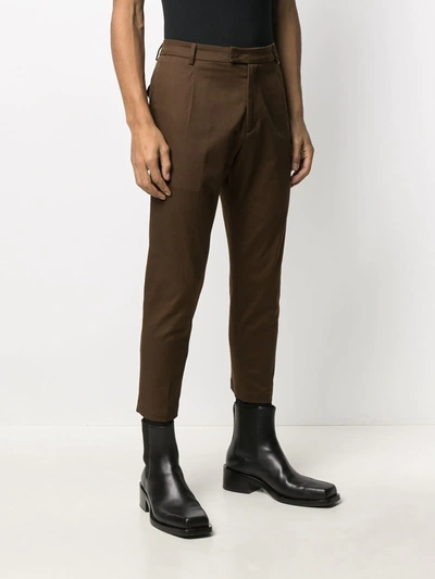 Shop Low Brand Tapered-fit Cropped Trousers In Brown