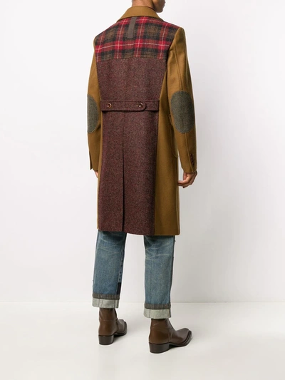 Shop Junya Watanabe Panelled Double-breasted Wool Coat In Brown