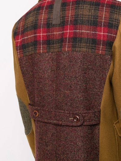 Shop Junya Watanabe Panelled Double-breasted Wool Coat In Brown