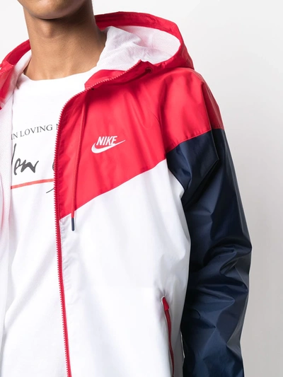 Shop Nike Panelled Zip-up Hooded Jacket In Red