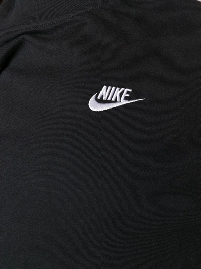 Shop Nike Essential Embroidered Logo Cropped Sweatshirt In Black