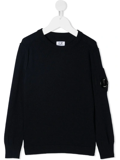 C.p. Company Lens-embellished Rib-trimmed Jumper In Blue