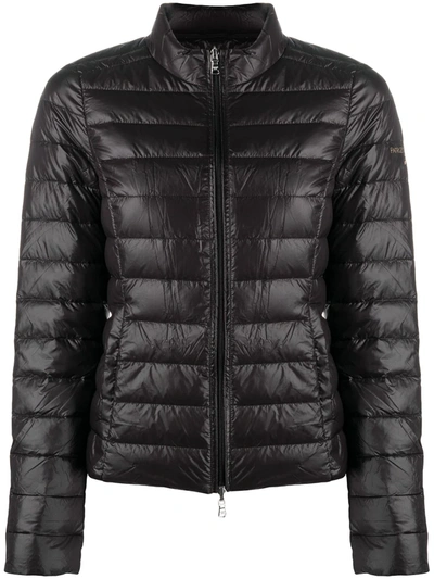 Shop Patrizia Pepe Zip-up Logo Puffer Jacket In Black