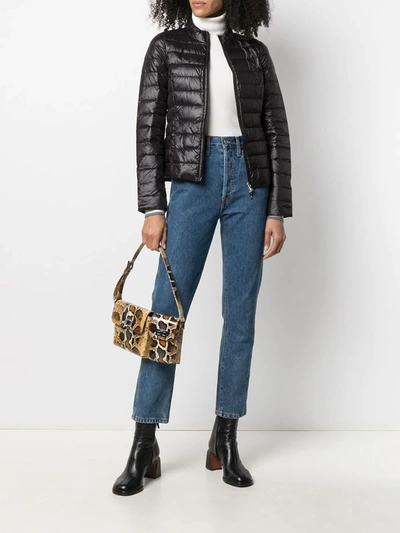 Patrizia Pepe Zip-up Logo Puffer Jacket In Black