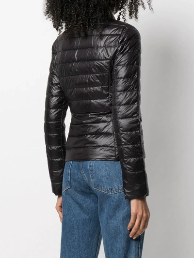 Shop Patrizia Pepe Zip-up Logo Puffer Jacket In Black