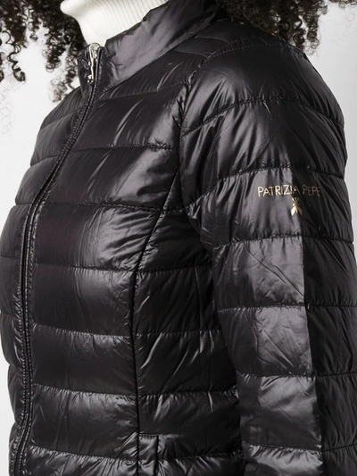 Shop Patrizia Pepe Zip-up Logo Puffer Jacket In Black