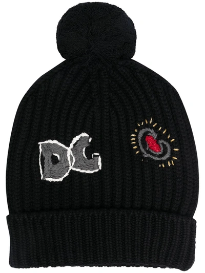Shop Dolce & Gabbana Logo Embroidered Beanie In Black