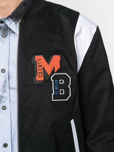 Shop Marcelo Burlon County Of Milan Mb College Twill Varsity Jacket In Black