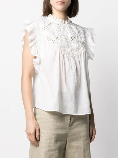 Shop Ba&sh Ruffled Broderie Anglaise Blouse In White