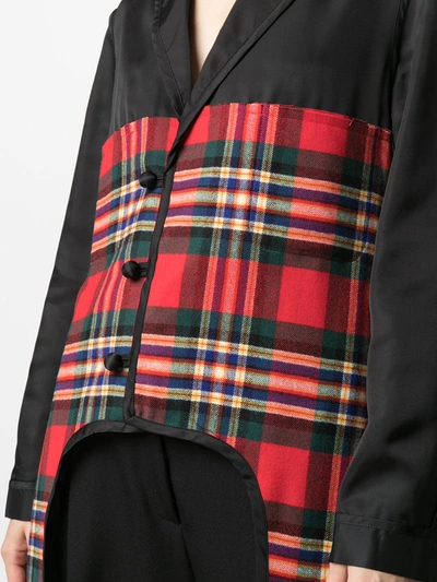 Shop Comme Des Garçons Tartan Cut-out Coat In Black