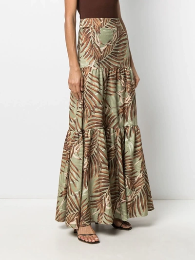 Shop Patbo Palm-print Maxi Skirt In Green