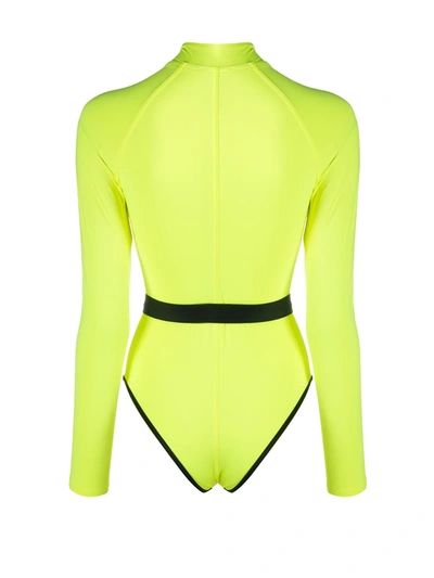 Noire Swimwear Long-sleeve One-piece Swimsuit In Yellow